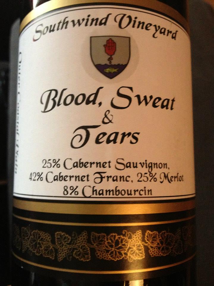 Southwind Vineyard & Winery – Blood, Sweat & Tears 2012 – Outer Coastal Plain