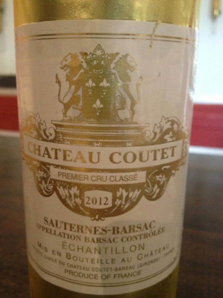 Château Coutet 2012 – 1er Grand Cru Classé de Sauternes à Barsac