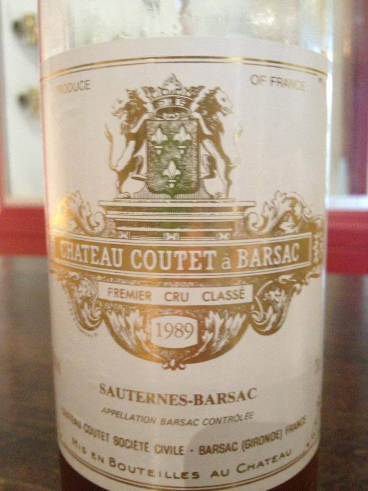 Château Coutet 1989 – 1er Grand Cru Classé de Sauternes à Barsac