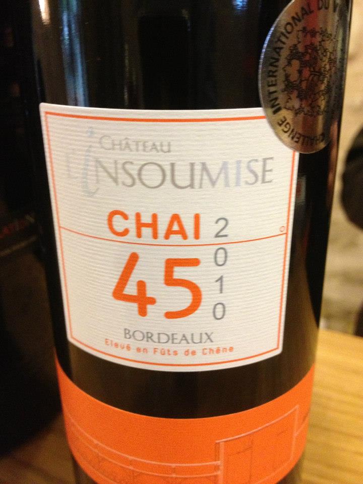 Château l’Insoumise – Chai 45 2010 – Bordeaux (rouge)