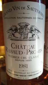 Château Rabaud-Promis 1981 – 1er Grand Cru Classé de Sauternes