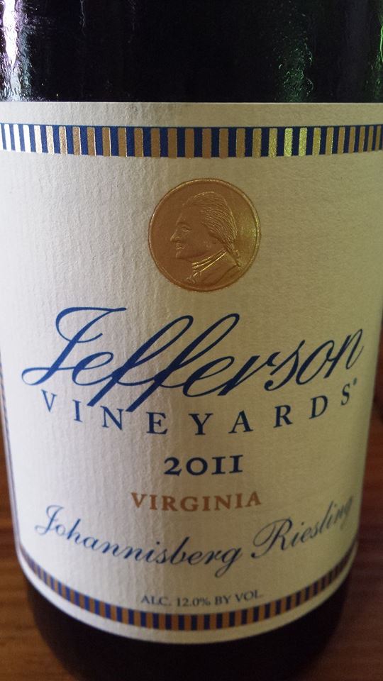 Jefferson Vineyards – Johannisberg Riesling 2011 – Virginia
