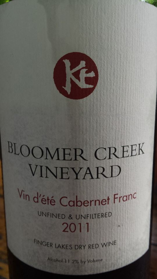 Bloomer Creek Vineyard – Vin d’été Cabernet Franc 2011 – Unfined & Unfiltered – Finger Lakes