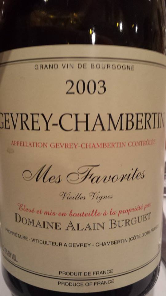 Domaine Alain Burguet – Gevrey-Chambertin – Mes Favorites 2003 – Vieilles Vignes