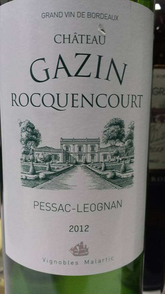 Château Gazin Rocquencourt 2012 – Pessac-Léognan