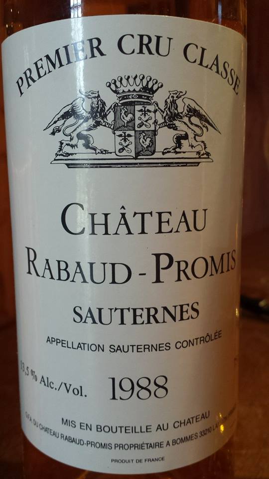 Château Rabaud-Promis 1988 – 1er Grand Cru Classé de Sauternes