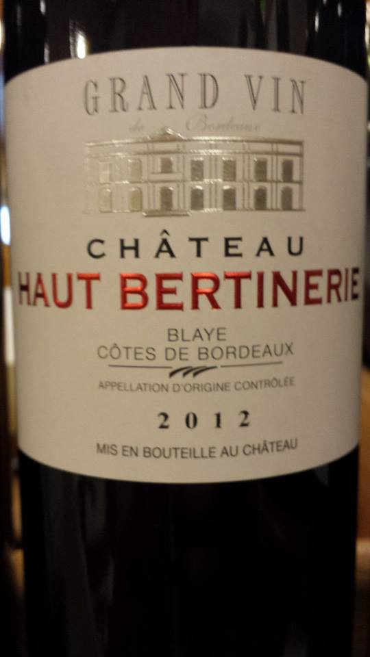 Grand Vin de Château Haut Bertinerie 2012 – Blaye Côtes-de-Bordeaux
