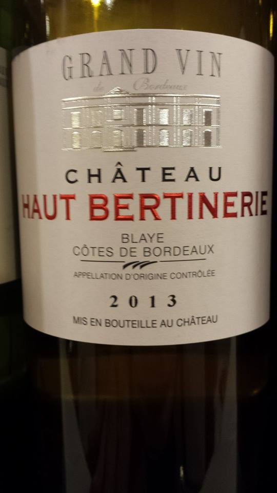 Grand Vin de Château Haut Bertinerie 2013 – Blaye Côtes-de-Bordeaux