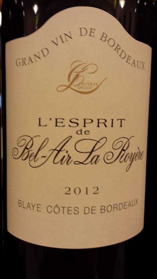 L’Esprit Bel Air La Royere 2012 – Blaye Côtes-de-Bordeaux