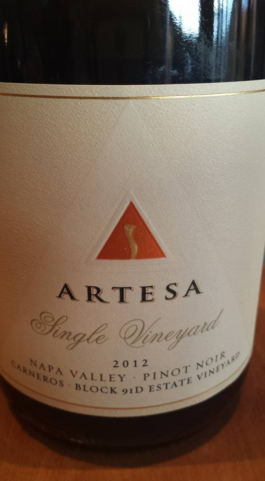 Artesa Winery – Pinot Noir 2012 – Block 91D – Single Vineyard – Napa Valley