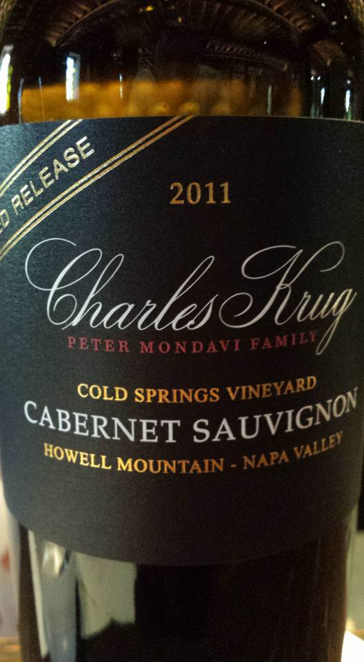 Charles Krug – Cabernet Sauvignon 2011 – Cold Spring Vineyard – Howell Mountain – Limited Release – Napa Valley