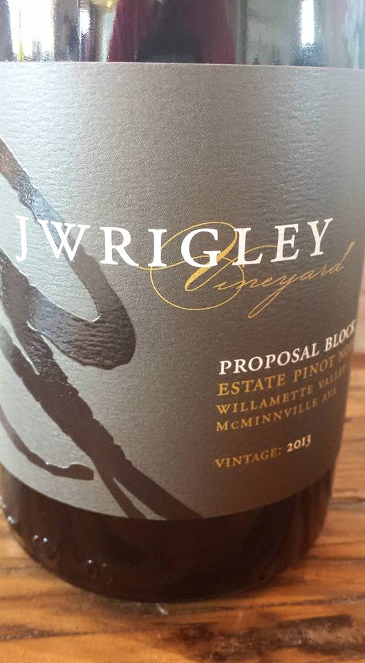 J Wrigley – Proposal Block 2013 – Estate Pinot Noir – Willamette Valley – McMinnville AVA