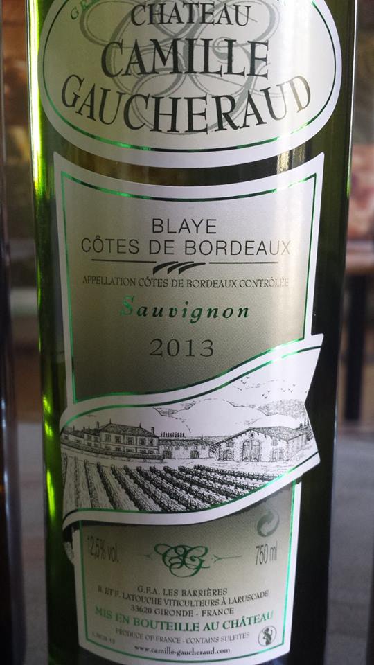 Château Camille Gaucheraud – Cuvée Sauvignon Blanc 2013 – Blaye Côtes de Bordeaux