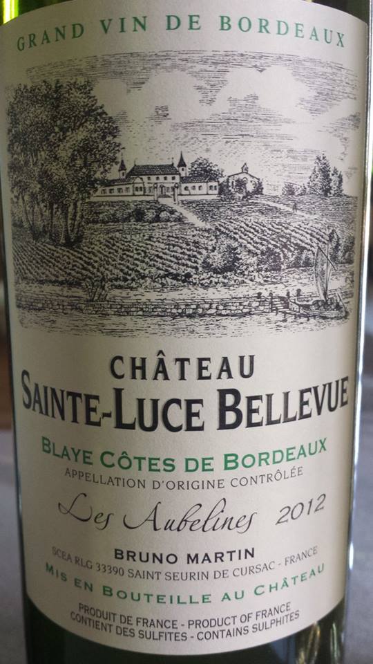 Château Sainte-Luce Bellevue – Les Aubelines 2012 – Blaye Côtes de Bordeaux