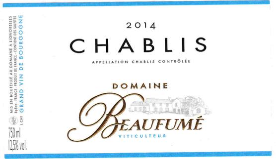 Domaine Beaufumé 2014 – Chablis