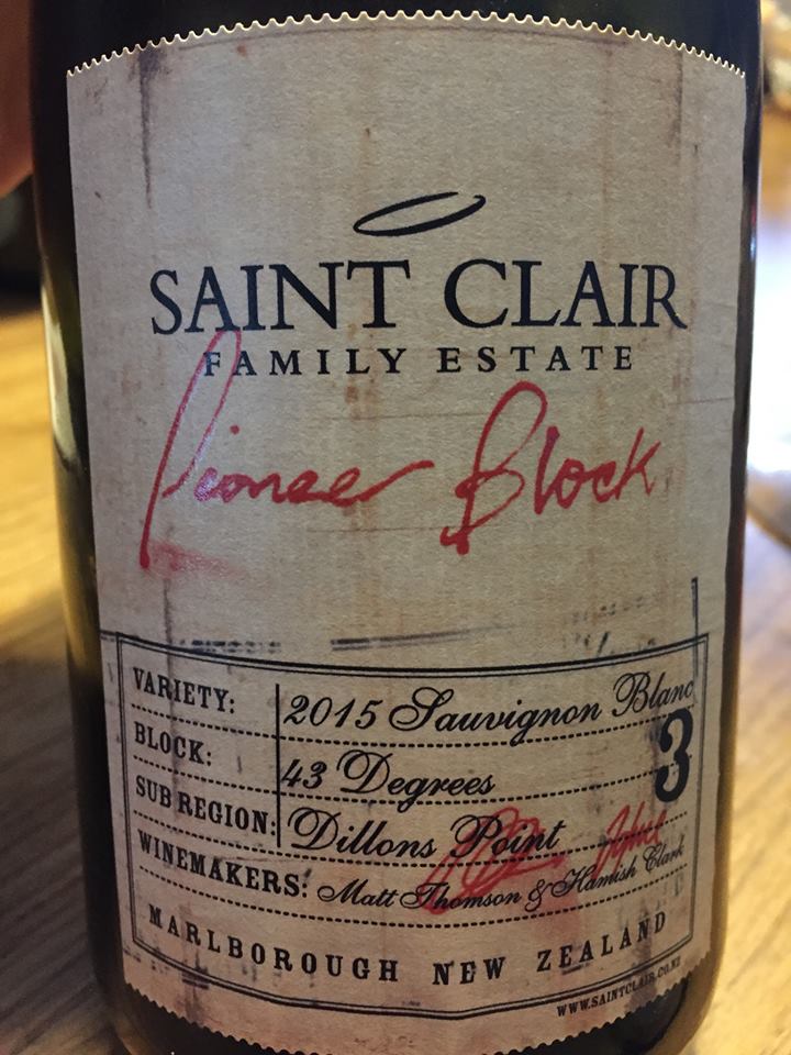 Saint Clair Family Estate – Pioneer Block 3 – Sauvignon Blanc 2015 – Marlborough, Dillons Point