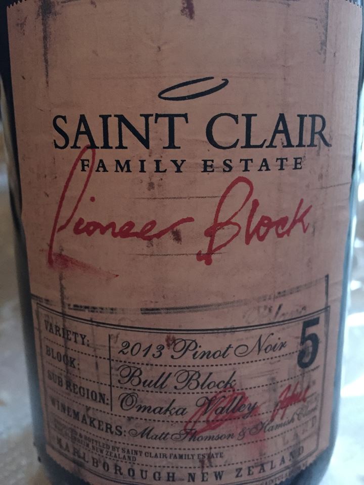 Saint Clair Family Estate – Pioneer Block 5 – Pinot Noir 2013 – Bull Block – Marlborough, Omaka Valley