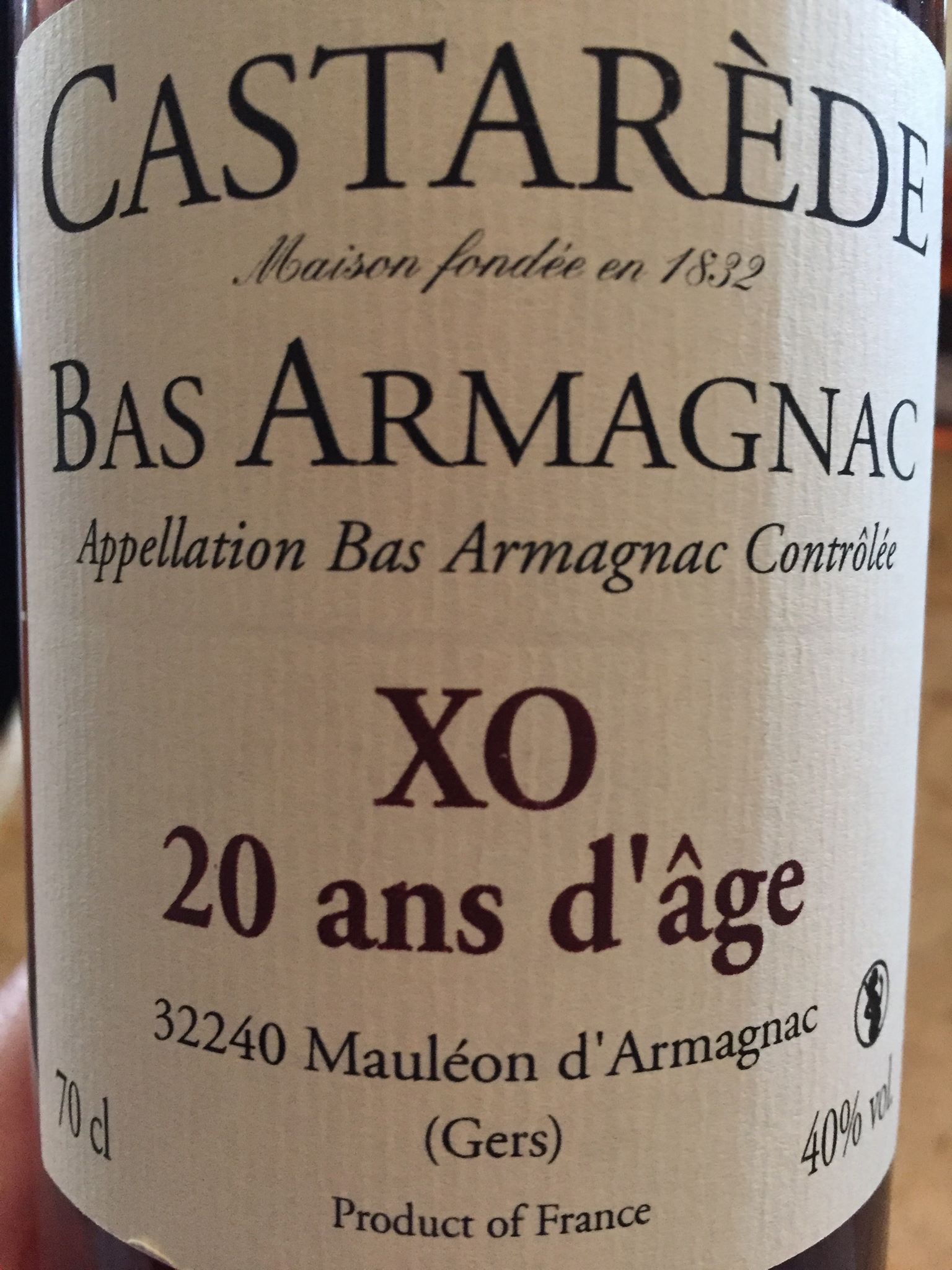 Castarède – XO 20 ans d’âge – Bas-Armagnac