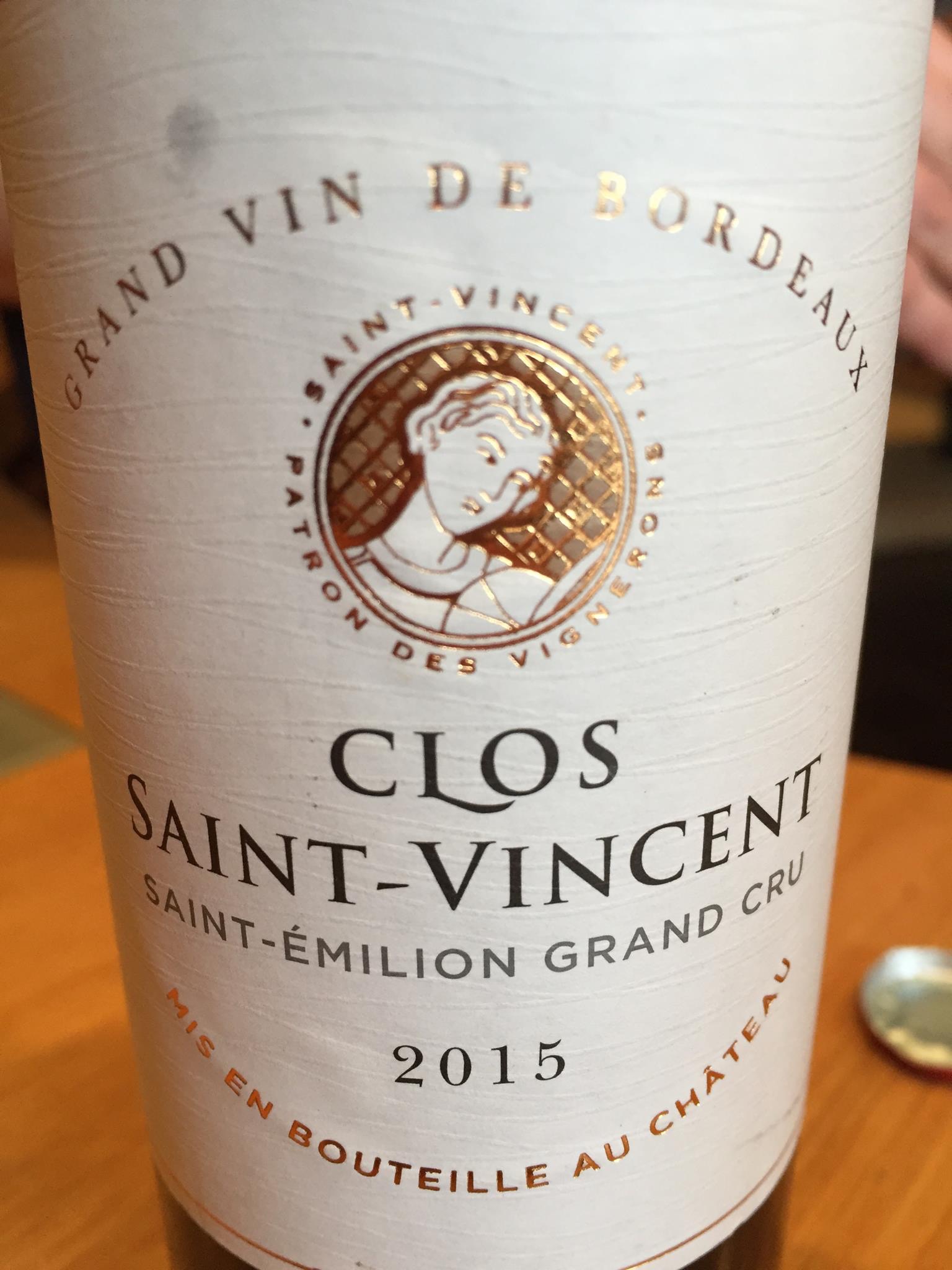 Clos Saint-Vincent 2015 – Saint-Emilion Grand Cru