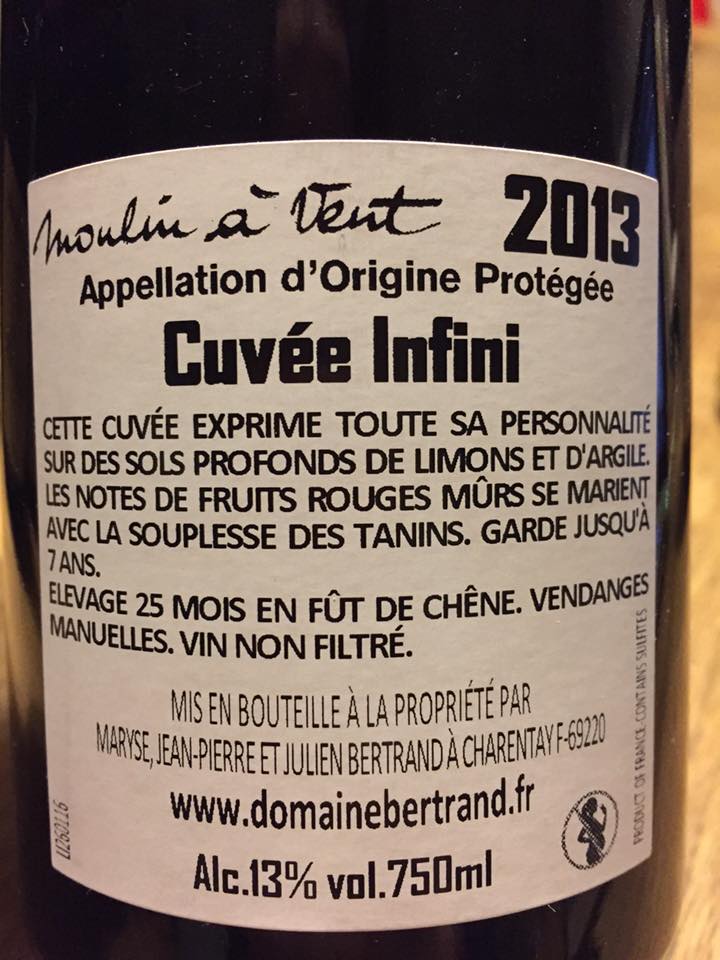 Domaine Bertrand – Cuvée Infini 2013 – Moulin à Vent