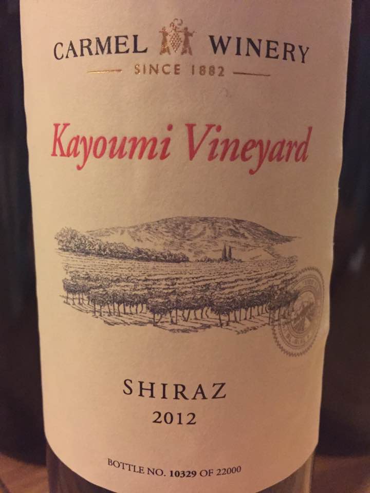 Carmel Winery – Kayoumi Vineyard – Shiraz 2012 – Israël