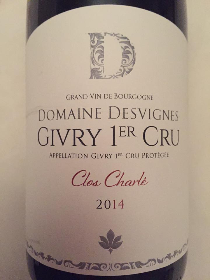 Domaine Desvignes – Clos Charlé 2014 – Givry 1er Cru