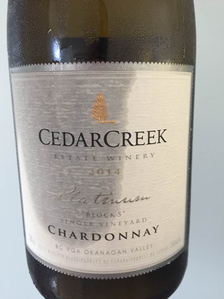 Cedar Creek Estate Winery – Chardonnay Platinum 2014 – Block 5 – Single Vineyard – BC VQA Okanagan Valley