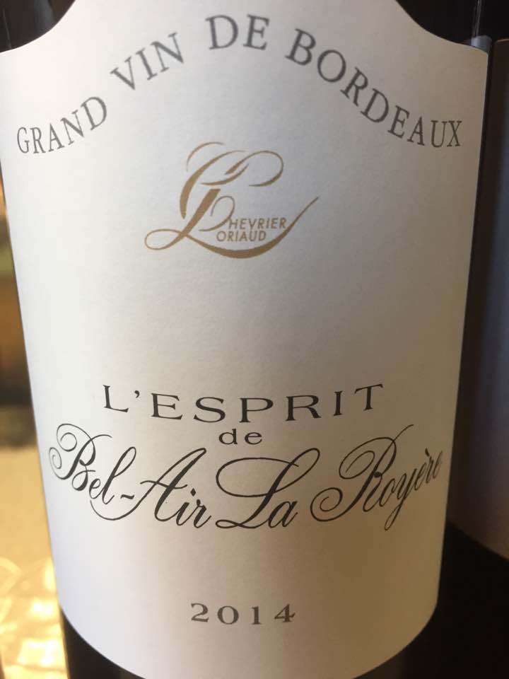 Esprit de Bel Air La Royère 2015 – Blaye Côtes de Bordeaux