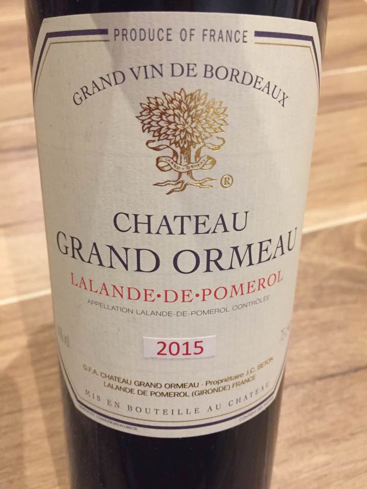 Château Grand Ormeau 2015 – Lalande-de-Pomerol