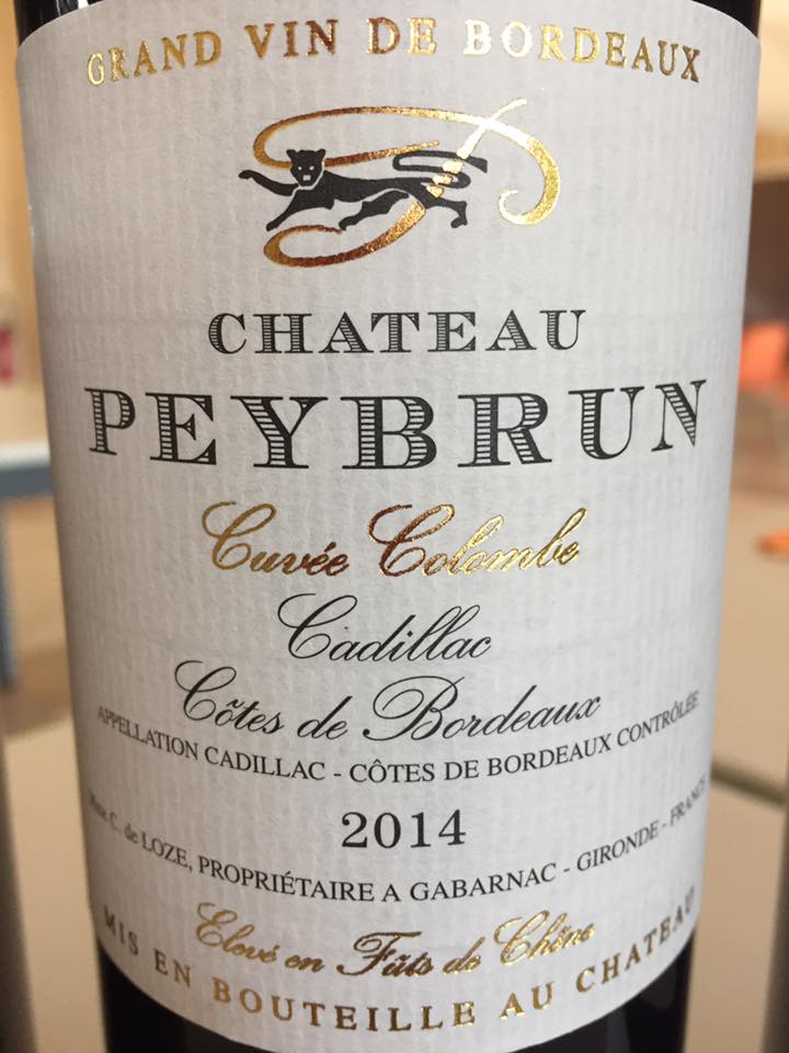 Château Peybrun – Cuvée Colombe 2014 – Cadillac Côtes de Bordeaux 