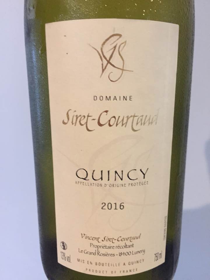 Domaine Siret-Courtaud 2016 – Quincy 