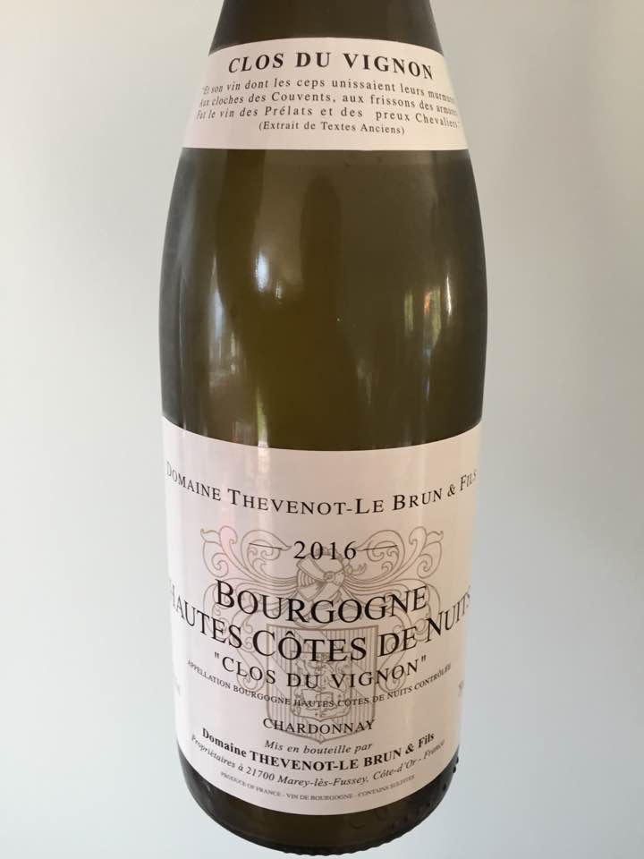 Domaine Thevenot-Le Brun & Fils – Clos du Vignon 2016 – Chardonnay – Bourgogne Hautes-Cotes de Nuits