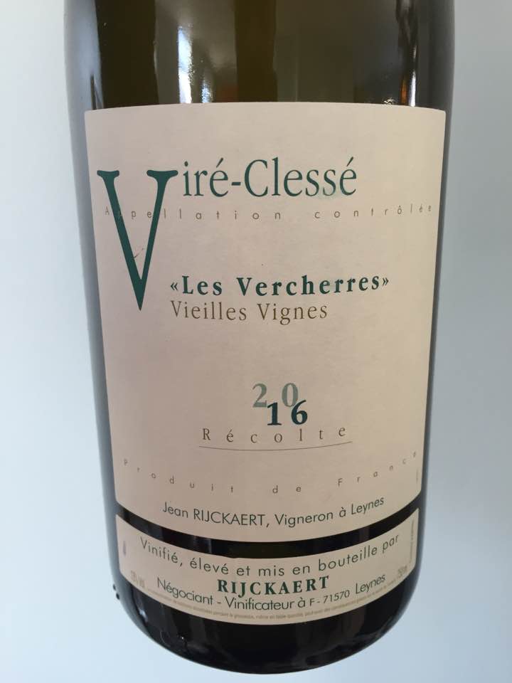 Jean Rijckaert – Les Vercherres 2016 Vieilles Vignes – Viré-Clessé