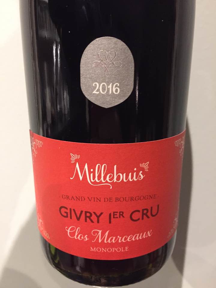 Vignerons de Buxy – Millebuis – Clos des Marceaux 2016 – Givry 1er Cru