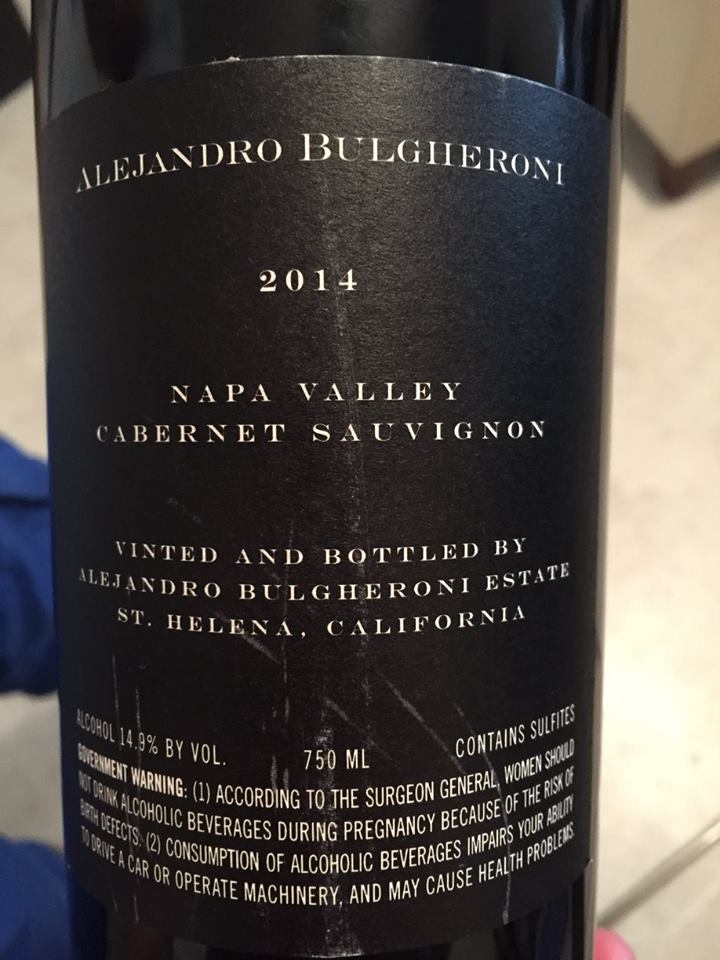 Alexandro Bulgheroni – Cabernet Sauvignon 2014 – Napa Valley