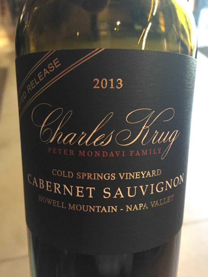Charles Krug – Cabernet Sauvignon Cold Springs Vineyard 2013 – Napa Valley