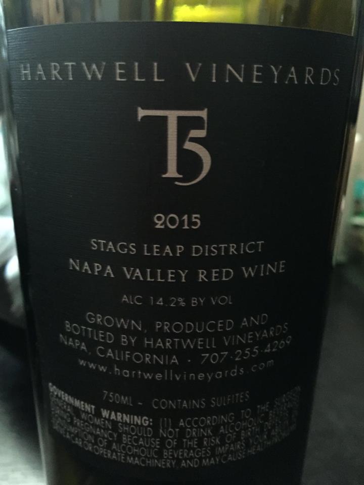 Hartwell Vineyard – T5 Cabernet Sauvignon 2015 – Stags Leap District – Napa Valley