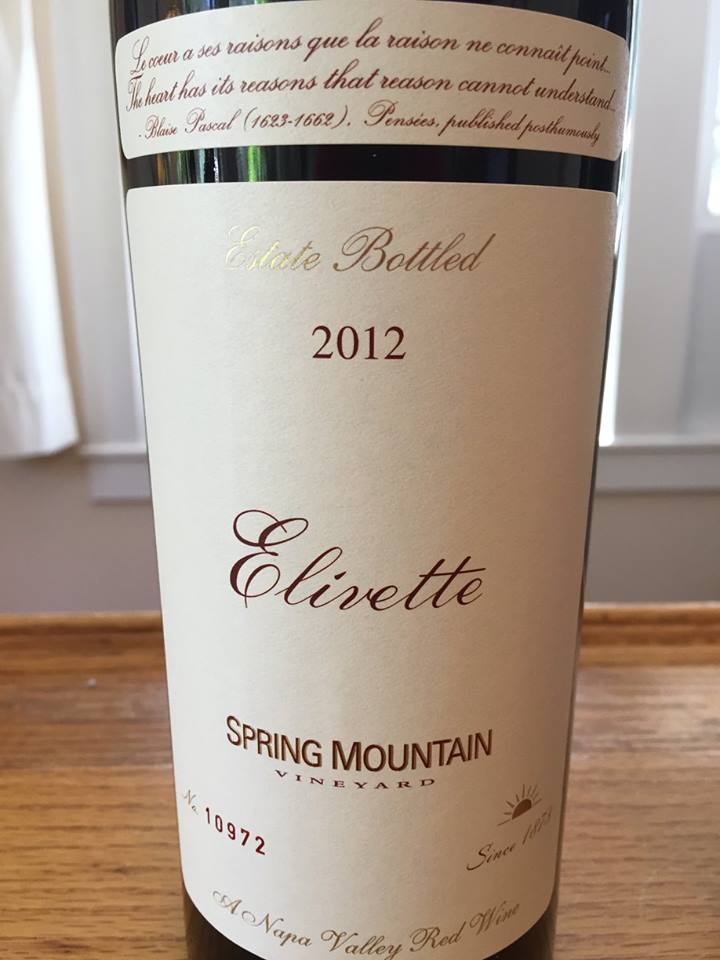 Spring Mountain Vineyard – Elivette 2012 – Napa Valley