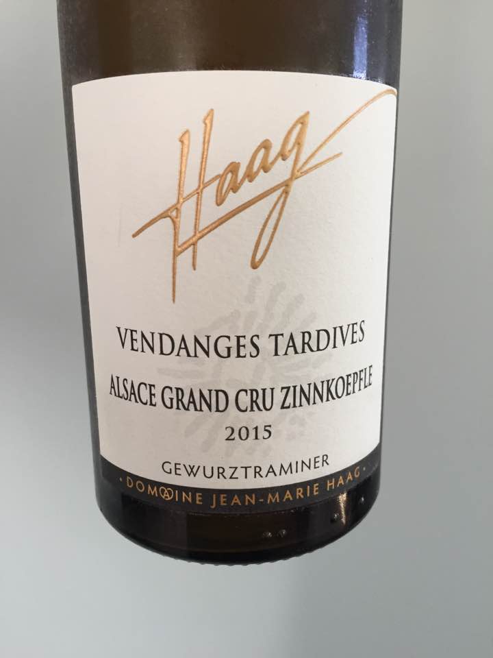 Haag – Vendanges Tardives, Gewurztraminer 2015 – Alsace Grand Cru, Zinnkoepfle