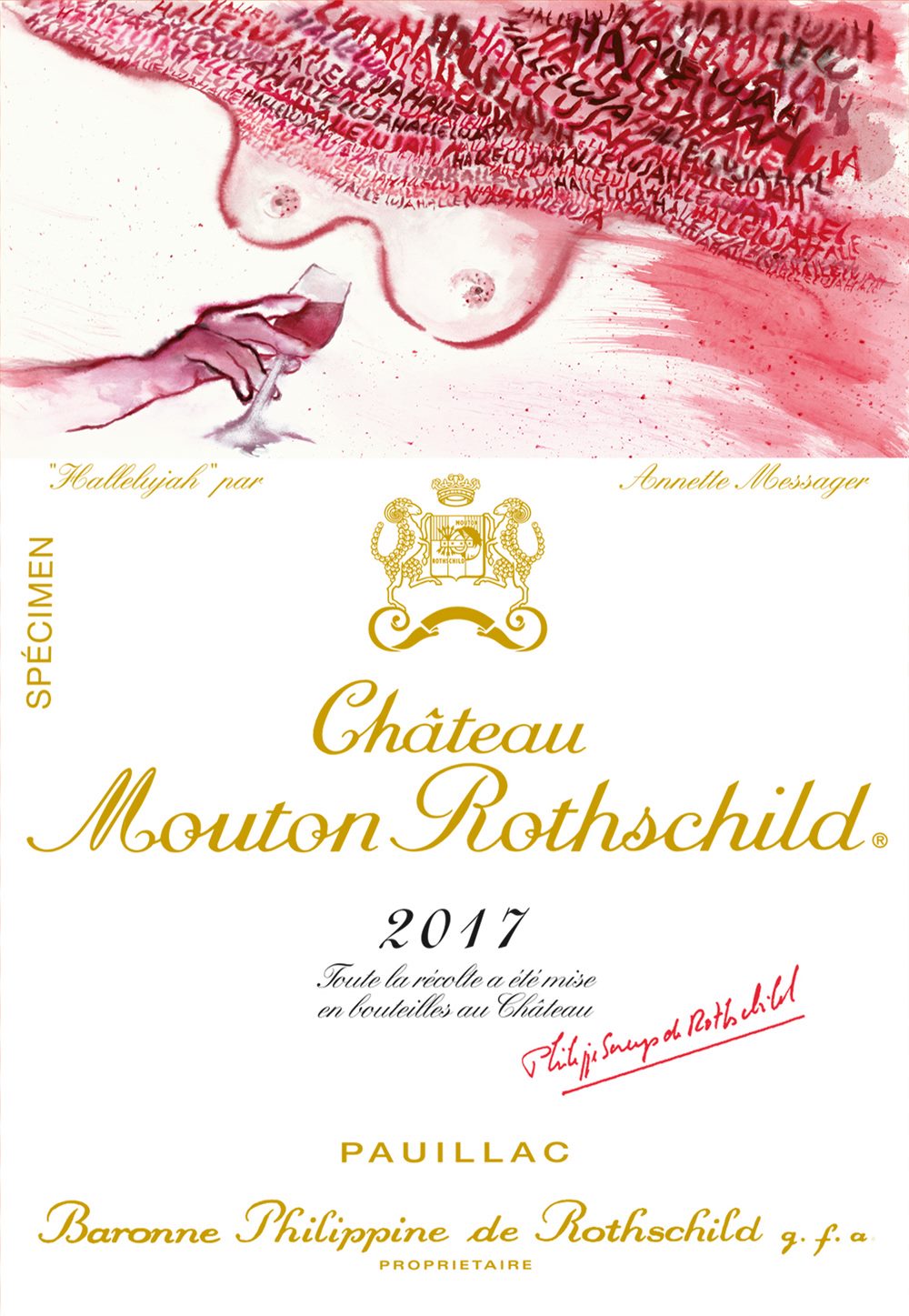 Annette Messager illustrates the label of 2017 Château Mouton Rothschild