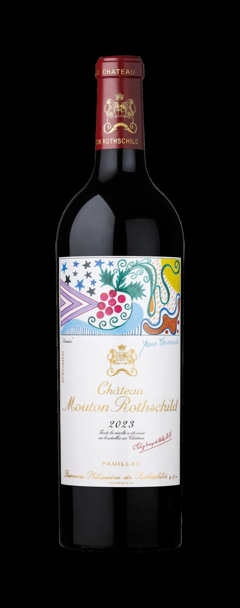 An artwork by Joana Vasconcelos to illustrate the label of Château Mouton Rothschild 2023
